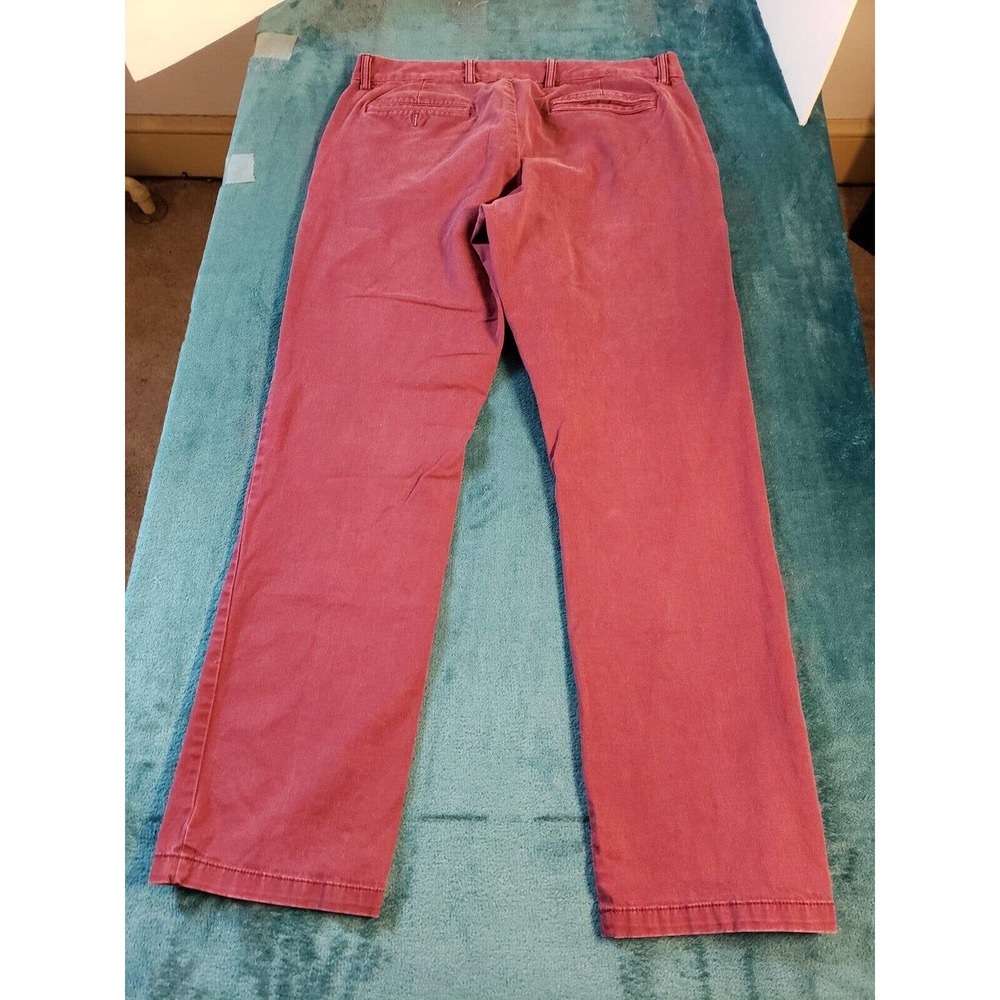 Old Navy Pants Mens Red 34x32 Stretch Career Work Straight Chino Preppy Slim - Picture 11 of 12